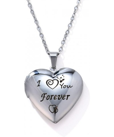 I You Forever" Love Heart Shaped Locket Necklace That Can Holds Pictures Inside Stainless Steel Locket Necklace Silver $8.24 ...