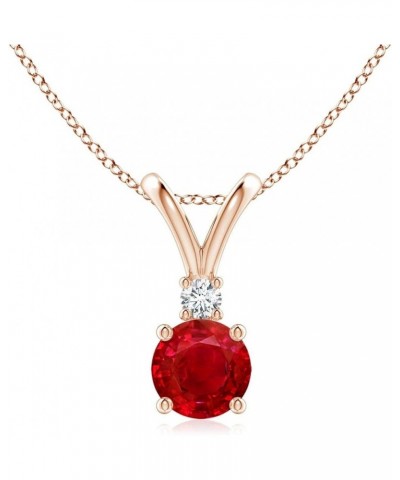 Natural Ruby Solitaire Pendant Necklace with Diamond in Sterling Silver/14k Solid Gold/Platinum, Girls with 18" Chain | July ...