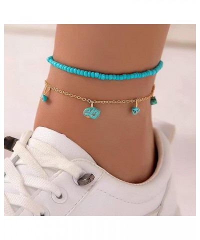 Boho Beaded Anklets for Women Waterproof Handmade Stretch Seed Beads Ankle Bracelets Pearl Shell Beach Summer Foot Chain Jewe...