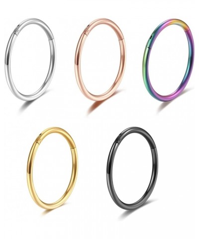 5 Pcs 20G 18G 16G Nose Rings Hoop Set 316L Surgical Steel Earrings Tragus Septum Piercing Cartilage Hoop For Women Men 20g 7m...