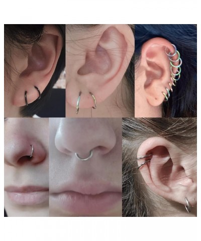 5 Pcs 20G 18G 16G Nose Rings Hoop Set 316L Surgical Steel Earrings Tragus Septum Piercing Cartilage Hoop For Women Men 20g 7m...