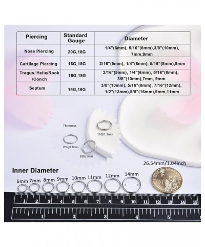 5 Pcs 20G 18G 16G Nose Rings Hoop Set 316L Surgical Steel Earrings Tragus Septum Piercing Cartilage Hoop For Women Men 20g 7m...