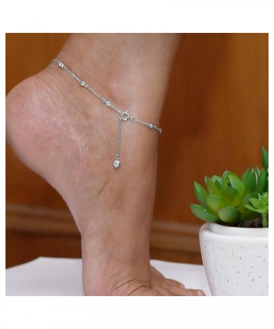 3MM Round Moissanite Diamond Lab Created Bezel Set Single Piece Station Anklet Bracelet For Women In 14K Gold Over Sterling S...