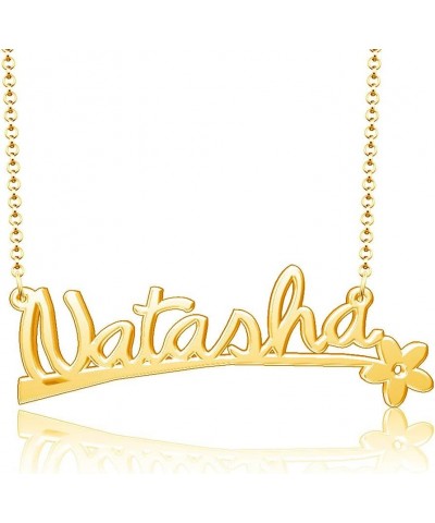 24k Gold Plated Flower Personalized Nameplate Custom Name Necklace Natasha $12.65 Necklaces