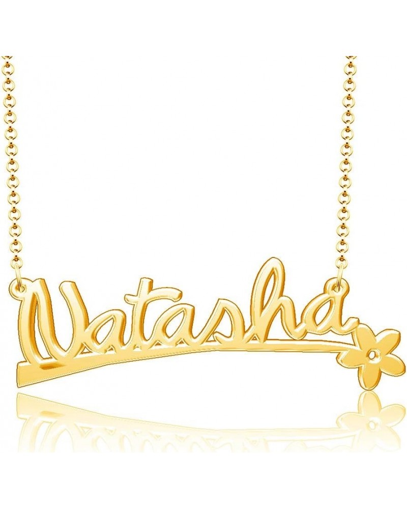 24k Gold Plated Flower Personalized Nameplate Custom Name Necklace Natasha $12.65 Necklaces