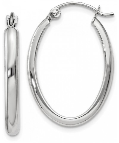 2.75mm Polished Oval Tube Hoop Earrings in Real 14k Gold White Gold - 16x25mm $54.25 Earrings