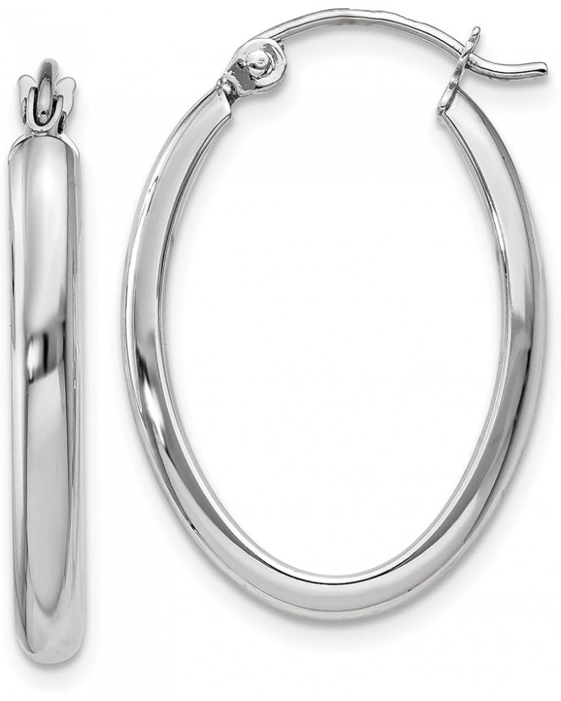 2.75mm Polished Oval Tube Hoop Earrings in Real 14k Gold White Gold - 16x25mm $54.25 Earrings