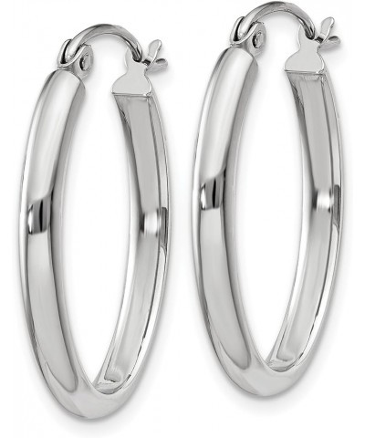 2.75mm Polished Oval Tube Hoop Earrings in Real 14k Gold White Gold - 16x25mm $54.25 Earrings