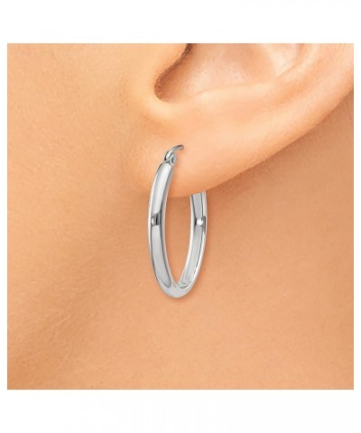 2.75mm Polished Oval Tube Hoop Earrings in Real 14k Gold White Gold - 16x25mm $54.25 Earrings