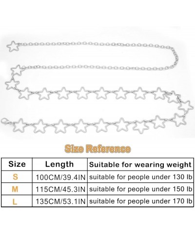 Long Tassel Waist Chain Belt for Women, Adjustable Metal Body Belly Belt Chain for Dress Silver Star L: (Fit Waist 130cm/51.2...