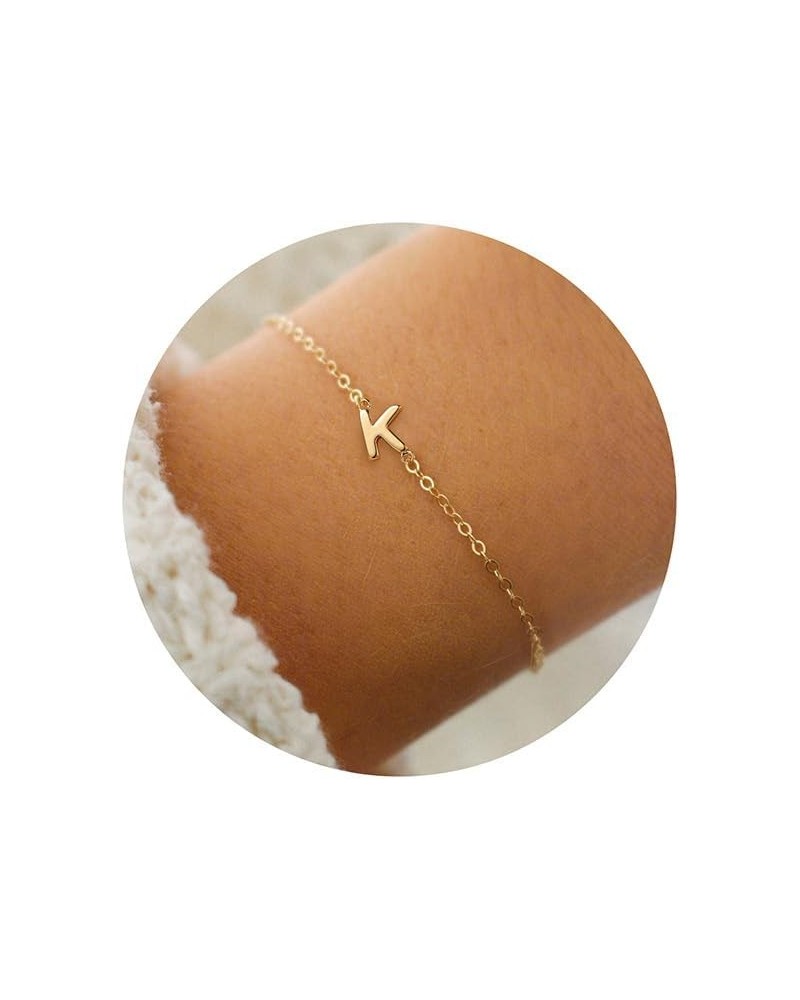 Gold Initial Bracelets for Women Girls Gifts - 16K Gold Plated Letter Initial Bracelet Dainty Gold Bracelets for Women Initia...