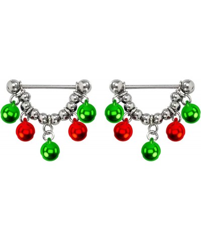 14G 316L Christmas Nipple Rings Piercing Stainless Steel Christmas Wreath and Gift Box Nipple Barbell Nipple Ring Body Pierce...