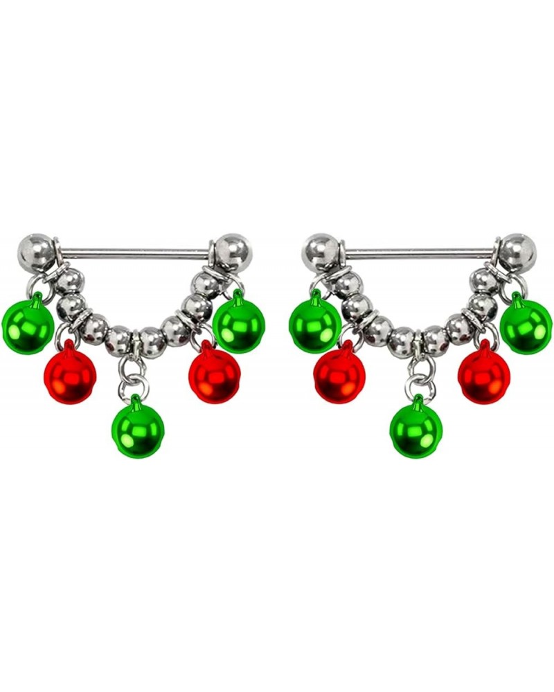 14G 316L Christmas Nipple Rings Piercing Stainless Steel Christmas Wreath and Gift Box Nipple Barbell Nipple Ring Body Pierce...