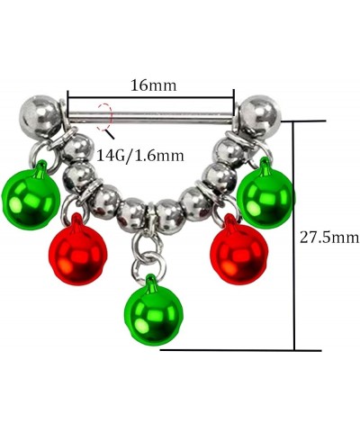 14G 316L Christmas Nipple Rings Piercing Stainless Steel Christmas Wreath and Gift Box Nipple Barbell Nipple Ring Body Pierce...