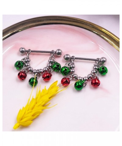 14G 316L Christmas Nipple Rings Piercing Stainless Steel Christmas Wreath and Gift Box Nipple Barbell Nipple Ring Body Pierce...