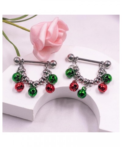 14G 316L Christmas Nipple Rings Piercing Stainless Steel Christmas Wreath and Gift Box Nipple Barbell Nipple Ring Body Pierce...