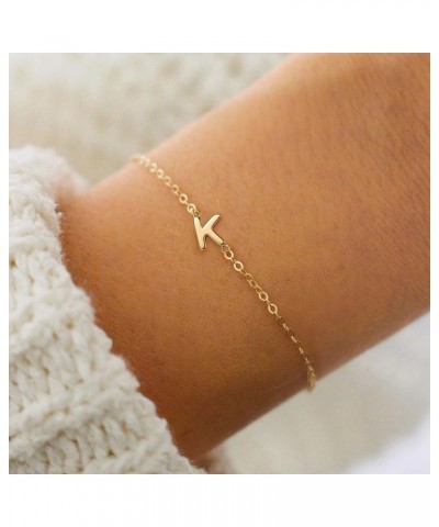 Gold Initial Bracelets for Women Girls Gifts - 16K Gold Plated Letter Initial Bracelet Dainty Gold Bracelets for Women Initia...