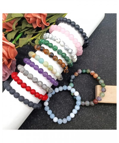 12Pcs 4mm 6mm 8mm Gemstones Bracelets for Women Men Semi Precious Healing Crystal Stone Stretch Round Beaded Bracelet Handmad...