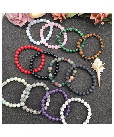 12Pcs 4mm 6mm 8mm Gemstones Bracelets for Women Men Semi Precious Healing Crystal Stone Stretch Round Beaded Bracelet Handmad...