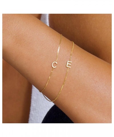 Gold Initial Bracelets for Women Girls Gifts - 16K Gold Plated Letter Initial Bracelet Dainty Gold Bracelets for Women Initia...