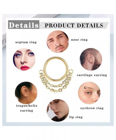 16G Septum Clicker Nose Rings Hoops Helix Rook Conch Cartilage Daith Tragus Earrings Lobe Nose Piercing Jewelry for Women Men...