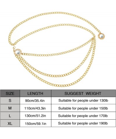 Multilayer Metal Waist Chain Long Tassel Chain Belt Body Belly Link for Women Crystal Gold L: Length 130cm/51.2in $7.00 Body ...