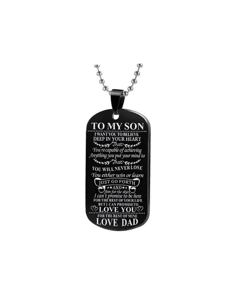 Women Men Dog Tag Necklaces Pendant Stainless Steel Necklace Gift To Daughter Son From Dad Mom Black- To Son From Dad $9.17 N...