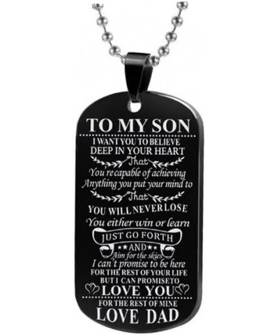 Women Men Dog Tag Necklaces Pendant Stainless Steel Necklace Gift To Daughter Son From Dad Mom Black- To Son From Dad $9.17 N...