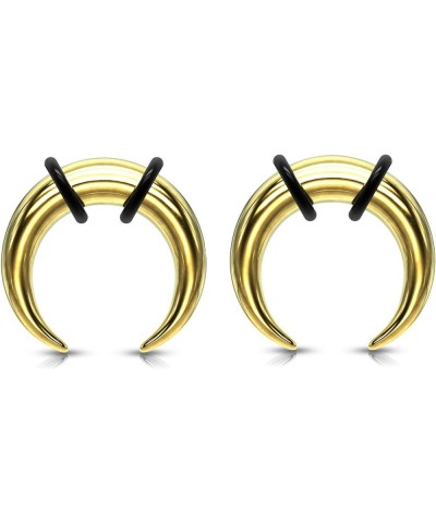 Pair Gold Steel 0g 1g 2g 4g 6g 8g 10g 12g 14g Ear Plugs Tunnels Tapers Pinchers Horseshoes Gauges Septum 10g 2.4mm $8.57 Body...