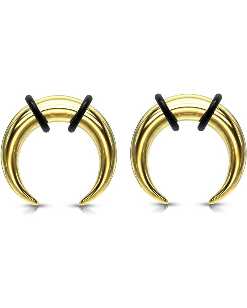 Pair Gold Steel 0g 1g 2g 4g 6g 8g 10g 12g 14g Ear Plugs Tunnels Tapers Pinchers Horseshoes Gauges Septum 10g 2.4mm $8.57 Body...