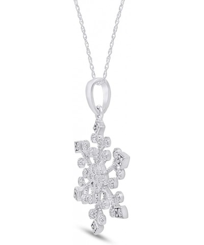 Natural Diamond Snowflake Pendant Necklace In 14k White Gold Over Sterling Silver With 18" Chain Snowflake Style 1 $53.00 Nec...