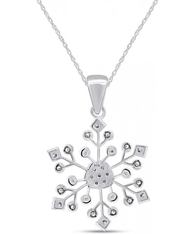 Natural Diamond Snowflake Pendant Necklace In 14k White Gold Over Sterling Silver With 18" Chain Snowflake Style 1 $53.00 Nec...