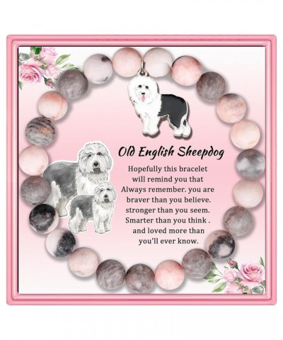 Funny Old English Sheepdog Inspirational Birthday Gifts for Women Unique Old English Sheepdog Jewelry Lucky Natural Stone Bea...