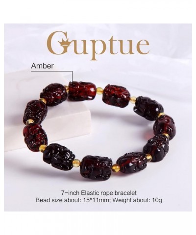 Natural Baltic Amber Bracelet for Adults (Women/Men)/ Baltic Amber Rainbow Beads Certified Amber Jewelry/Stretch Handmade Gem...