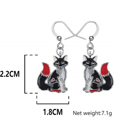 Enamel Metal Fox Earrings for Women Girls Gifts Handmade Paiting Jewelry Charms Black $9.17 Earrings