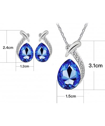 Crystal Teardrop Rhinestone Necklace and Earring Set - Shiny Jewelry with Royal Blue Stones, Perfect for Costume and Fashion ...