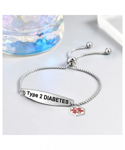 Red Medical Alert ID Bracelet for Women Men Emergency First Aid Engraved Adjustable Stainless Steel Chain Bracelets NUT ALLER...