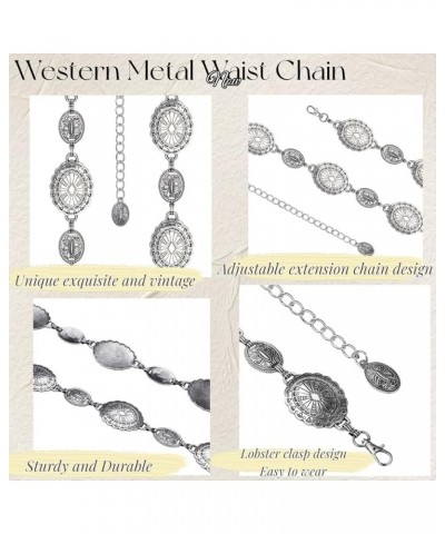 Western Metal Waist Chain Women Concho Adjustable Oval Chain Belt Dress Jeans Cowgirl Boho Waist Belt Fasion Belly Chain Jewe...