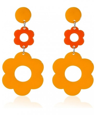 60/70s Acrylic Daisy Flower Earrings for Women Double Daisy Drop Earrings Resin Flowers Sakura Sunflower Floral Earrings for ...