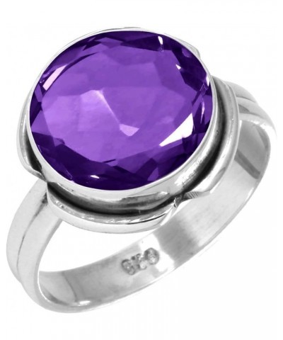 925 Sterling Silver Statement Ring for Women 12 MM Round Gemstone Handmade Jewelry for Gift (99005_R) Amethyst Quartz $14.49 ...