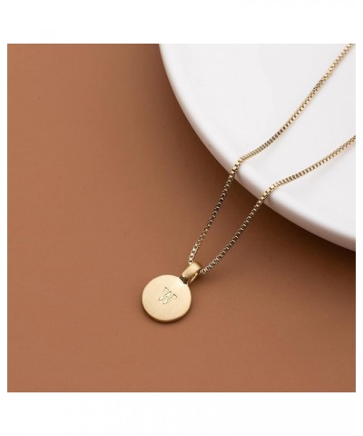 Gold Initial with Braille Pendant Necklaces for Women Girls, 18K Gold Plated Dainty Brass Box Chain Necklace Personalized Coi...