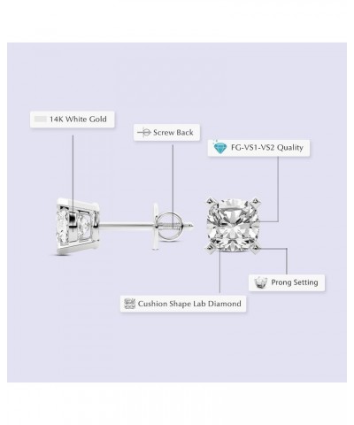 1/6 Carat- 12 Carat Lab Grown Diamond Earrings | IGI Certified Solitaire Lab Diamond Stud Earrings 4 Prong | F-G Color, VS1-V...