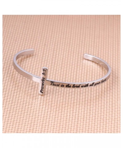 Cross Bracelet Christian Gifts for Women - Engraved Quote Religious Cuff Bangle Bible Verse Jewelry Gift for Women Confirmati...