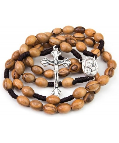 Holy Land Olive Wood Catholic Rosary from Israel, Solid Wooden Dangling Cross Pendant, Large Beads, For Men and Women, Housed...