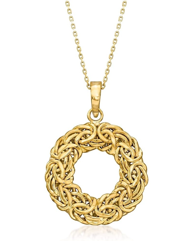 Canaria 10kt Yellow Gold Byzantine Circle Pendant Necklace 18.0 Inches $106.88 Necklaces