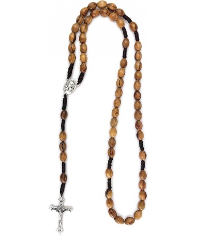 Holy Land Olive Wood Catholic Rosary from Israel, Solid Wooden Dangling Cross Pendant, Large Beads, For Men and Women, Housed...