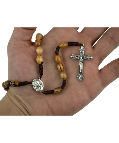 Holy Land Olive Wood Catholic Rosary from Israel, Solid Wooden Dangling Cross Pendant, Large Beads, For Men and Women, Housed...