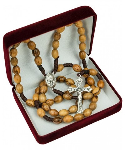 Holy Land Olive Wood Catholic Rosary from Israel, Solid Wooden Dangling Cross Pendant, Large Beads, For Men and Women, Housed...