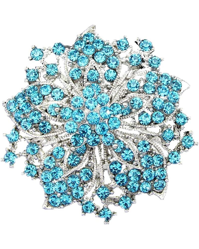 All-Match Accessories Brooches Wedding Bridal Big Crystal Rhinestone Bouquet Brooch Pin for Women Blue 3 $10.25 Others