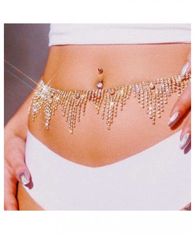 Rhinestone Fringe Tassels Waist Chains Belly Chain Bikini Body Chains Belt for Women Party Nightclub Gold $10.74 Body Jewelry